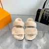 Sandalias Mujeres Tobas de diseñador Slipers Slippers de piel de piel lienzo de cuero Slipe de pelaje de pelaje de lana de lujo naranja de lujo de lujo verano de sándalo de invierno 1012