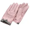 Guanti da donna corti design guanti in pelle Fiocco design rosa da moto