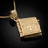 2020 Hit Vintage Gouden Religie Bijbel Hanger Ketting Te Openen Boek Ketting Geloof Kruis Voor vrouwen mannen Oude man2039