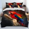 Conjuntos de cama Colorido Papagaio Araras Pássaros Consolador Set Duveta Capa Cama Quilt Fronha King Queen Size Adulto 231017