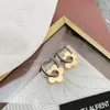 Dangle Earrings RHYSHONG Stainless Steel With 18K Gold Plated Cute Flower Silver Color Hoop Boucle Oreille For Women Jewelry