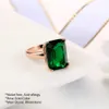 Pierścień Solitaire Double Fair Octagon Cut Green Crystal Pierścień Rose Gold Fashion Big Red Rhinestone Party Wedding Biżuteria dla kobiet DFR700 231018