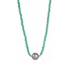 Chaînes de perles de cristal de verre de couleur européenne et américaine, chaîne de clavicule de style bohème, collier pendentif en perles