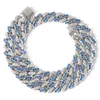 Hiphop Blauw Wit Zirconia Verharde Iced Out Cubaanse Chokers Kettingen Luxe Bling CZ Link Chain voor Mannen vrouwen sieraden Gift256x