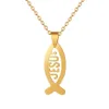 Collane a ciondolo Fashion Female Gesù Fish Drop Gold Colore Gioielli cristiani in acciaio inossidabile per uomini donne intero220g