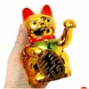 Decorative Objects & Figurines Decorative Objects Figurines Wealth Waving Hand Cat Chinese Lucky Gold Maneki Neko Cute Elect Dhgarden Dhy1A