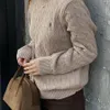 2023 Ralph Lauren Maglione lavorato a maglia da donna Ricamo Maglione maglione a maniche lunghe da donna Abbigliamento da donna Tinta unita Top rosa grigio da uomo