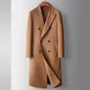 Men's Wool Blends Autumn Winter Coats Fashion Double Breasted Smart Casual Long Woolen Trench Men Trun Down Collar Outerwear 231017