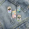 Oil Drop Enamel Cup Ink Bottle Pins Cartoon Fruit Tea Drink Brooches Sky Mountain Star Moon Brooch Unisex Student Ornaments Access258p