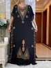 Ethnic Clothing 2023Muslim Dress For Women Embroidery Floral Cotton Short Sleeves Kaftan African Nigeria Islam Abaya With Large Lace Scarf