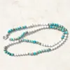 Bracelet ou collier Mala en jaspe Howlite SN1101, 108 perles, chapelet Reiki, prière, Lotus, 2423