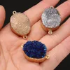 Colliers pendants Natural Semi-Precious Stone Crystal Druzy Round Connecteur 20x30 mm pour Collier DIY Bijoux Gift