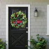 Decorative Flowers Wreath Peony Red Truck Christmas Vintage Berry Autumn At The Front Door Wooden Hanging Light Up Sign