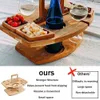 Camp Furniture Wooden Portable Outdoor Folding Table Fruit Snack Tray Camping Table Picnic Wine Table Removable Wine Glass Holder Picnic Table 231018