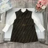Luxury Girls Dresses Fashion Tracks Baby Autumn Set storlek 100-150 cm spets långärmad bottenskjorta och väst Jacquard denim kjol sep01