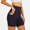 Pantalones cortos activos SEVENPALMS Spandex sólido sin costuras con bolsillo mujeres medias de entrenamiento suaves conjuntos de Fitness pantalones de Yoga ropa de gimnasio