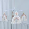 Mobiler handgjorda regnbågen Tapestry Baby Rattle Toys Nordic Style Crib Mobile Musikal Rattles Kids Girls Bedroom Hanging Decor 231017
