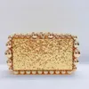 Kvällspåsar Leopardpärlor Akryl Box Clutch Bag 2023 Women Designer Luxury Sequin Purses and Handbags Wedding Party Purse Clutches 231017