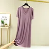 Mulheres sleepwear fdfklak verão mulheres modal v-pescoço plissado de manga curta nightwear vestido coreano solto casa wear nightdress