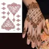 5 peças tatuagens temporárias à prova d'água henna tatuagem marrom adesivos para mão mulheres falsas arte corporal hena design mehndi 231018