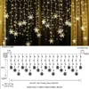 Strängar LED -gardin snösträngslampor insatt vågbelysning festlig dekoration natt halloween julbröllop fest