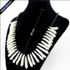 Real Wolf Tooth Fangs łańcuch wisienia psie czarny szklany strand choker grube oświadczenie Dźwięk Naszyjka amulet plemienna biżuteria 20282W