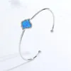 Luck Hamsa Fatima 925 Sterling Srebrna Kobiet Bransoletka Banles Blue Opal Open Hand Bracelets Luksusowe biżuterię Bangle255s