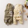 Hundebekleidung Winter Warmer grüner Mantel Overall verdicken Haustierkleidung Kleidung für Yorkshire Teddy Hunde Kostüm Welpenjacken 231017