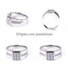 Bagues de cluster Bagues de cluster Tianyu Gems Mâle 925 Sier Mariage Moissanite Diamants 18K Plaqué Or Blanc Hommes Bague Bijoux Gemsto Dhzo2