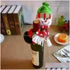 Przyjęcie przyjęcia świątecznych czerwonych butelek wina er torby uchwyt butelki uścisk św. Santa Claus Snowman Donner Decoration Strona domowa Worg Christmas Whole Dh0fs