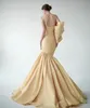 Elegant Yellow Mermaid Evening Dresses for Women One Shoulder Pleats Draped Floor Length Formal Occasions Wear Party Second Reception Birthday Pageant Prom Gowns