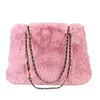 Evening Bags Winter Lady Faux Fur Messenger Bag Large Capacity Plush Material Shoulder Bag Female Solid Color Chain Shopping Handbag 231017