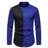Herrklänningskjortor Fashion Formell skjorta Business Social Stitching Color Slim Fit långärmad bankett