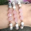 MG1520 Strand New Design Diamond Curted Rose Quartz Pink Zebra Jasper Gemstone Armband Women's Calming Armband för Stress162Q