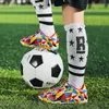 Nya fotboll Rotary Shoes For Kids Teenagers pojkar Långa spikar Sneakers Barn Cleats Football Zapatos de Futbol 230814