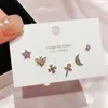 Brincos de garanhão 2023 moda delicada estrela lua abelha cruz conjunto agulha zircão cúbico brinco para mulheres conjuntos de 6 peças
