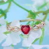 Wedding Rings Simple Red Heart Ring For Women Female Cute Finger Romantic Birthday Gift Fashion Zircon Stone Luxury Jewelry