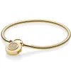 Original 925 prata esterlina ouro cor logotipo assinatura cadeado suave cobra pan pulseira ajuste grânulo charme jóias cx200623215u