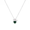 Pendants VENTFILLE 925 Silver Green Agate Necklace For Women Gift Love Heart OT Buckle Zircon Sweet Cute Choker Jewelry Drop