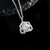 Catene Selezione lucida Collana in argento sterling S925 Rose One Mosan Diamond Ciondolo semplice e versatile