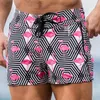 Shorts masculinos 2023 verão impressão esportes casuais adolescentes reta ponto vermelho fino calças de praia