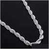 Chains 925 Stamp Rope Chains 4Mm Sterling Sier Plated Necklaces For Women Men Fashion Trend Diy Jewelry Accesories 16 18 20 22 Jewelry Dhkgv