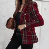 Costumes pour femmes Blazers printemps-automne veste Plaid Blazer femmes à manches longues Double boutonnage hauts mince Tweed manteau bureau dame manteau femme vêtements 231018