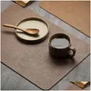 Matten Pads Matten Pads Lichte Luxe Stevige Lederen Placemat Koffiebruin Pvc Tafelmat Waterdicht Oliebestendig Warmte-geïsoleerde Plaat Dhgarden Dhwu1