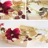 Mode strass fleur rouge plaqué or papillon bandeaux de mariage diadème perle bandeaux bijoux de cheveux de mariée accessoires 2089