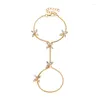 Bracelets de charme Bling étoilé clair Zircon quatre fleurs chaîne de lumière dorée délicat alliage réglable pour les femmes