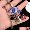 Pendant Necklaces Fashion Necklaces Halloween Skl Charm Jewelry Link Chain Magician Rose Flower Pendant Necklace For Women Girl Lady R Dh9Io