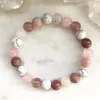 MG0881 New Design Women's Strawberry Crystal Bracelet Moonstone Howlite Rose Quzrz MIxed Stone Bracelet302H