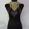 Colares de pingente de luxo moda sexy corpo barriga preto ouro cor tom corrente sutiã escravo arnês colar borla cintura jóias