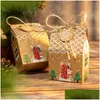 Julekorationer 24st DIY Candy Boxes Rope House Shape Present Box Year Drop Delivery Home Garden Festive Party Supplies DHCOI